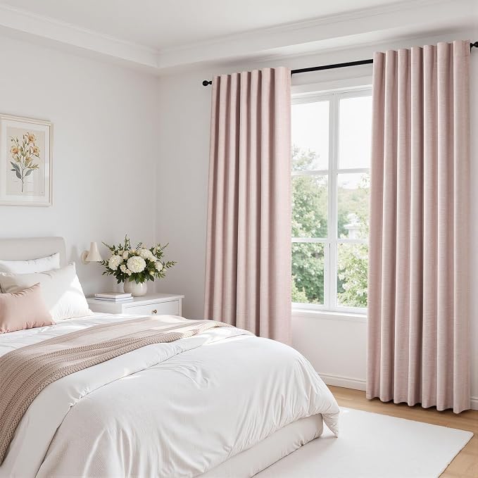 Topfinel Pink Linen Curtains 120 Inches Long - Image 8