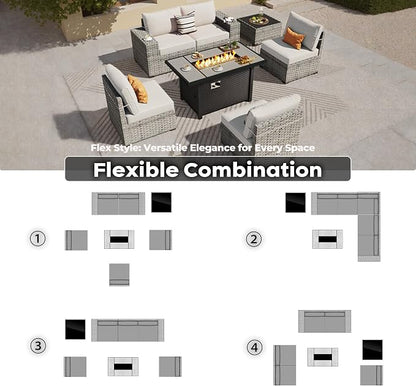ovios 7 Pieces Patio Furniture Set, Outdoor Wicker Sectional Sofa - Image 7