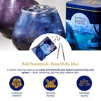 Herbs & Kettles Lavish Blue Tea Boba Kit | Butterfly Pea Flower Tea with Green Tea, Lemongrass, Ginger & Mint + Chewy Tapioca Pearls | DIY Color-Changing Bubble Tea Kit with Reusable Straws |