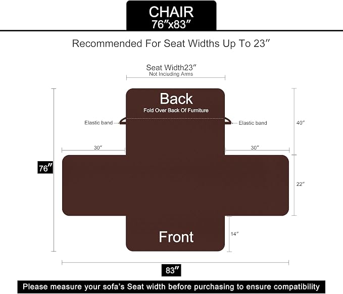 U-NICE HOME Reversible Recliner Chair Covers, Khaki/Light Grey | 23''Armchair - Image 6