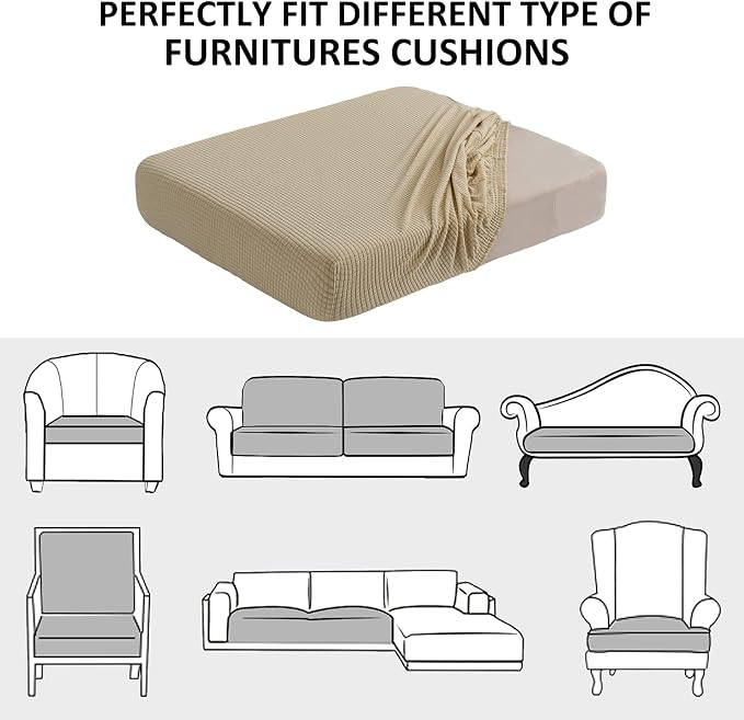 Water Repellent Couch Cushion Covers, Stretch Sofa Seat Slipcover Sets - Image 7