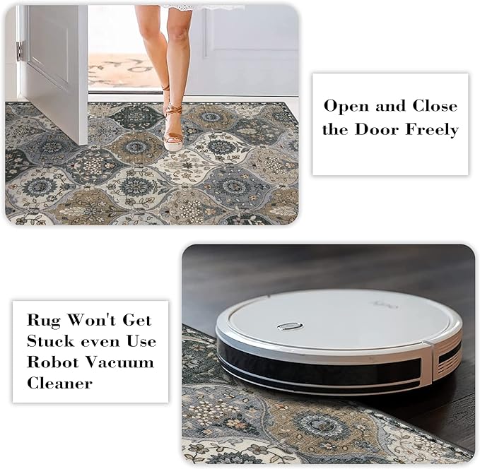Lahome Moroccan Washable Round Area Rug, Soft Vintage Circle Round Rugs 6ft | - Image 7