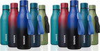 BJPKPK Insulated Water Bottles, 18 oz Stainless Steel Metal Water Bottle with Strap, BPA Free Leak Proof Thermos, Mugs, Flasks, Reusable Water Bottle for Sports & Travel, Blue Black (Pack of 2)