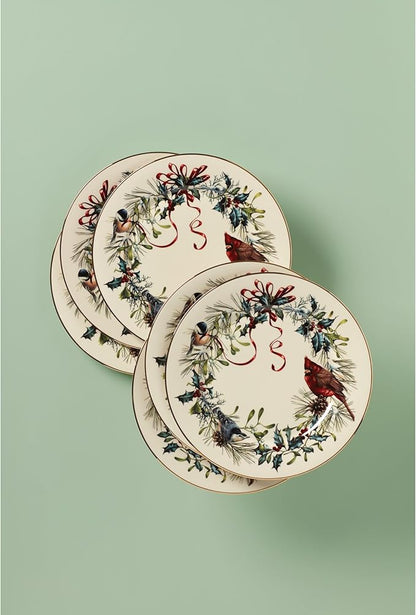 Lenox 835220 Winter Greetings 6-Piece Salad Plates, Christmas Dinnerware Set, Holiday Hosting