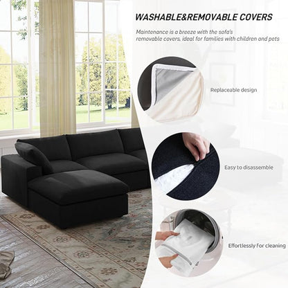 Cloud Couch Modular Sectional Sofa, 160.6" L Shaped Convertible Sectional Sofas - Image 4