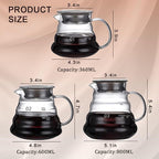 Glass Coffee Server for Drip Coffee Maker, Standard Glass Coffee Carafe, Coffee Pot with Lid, Clear, 01 360ml(12oz)