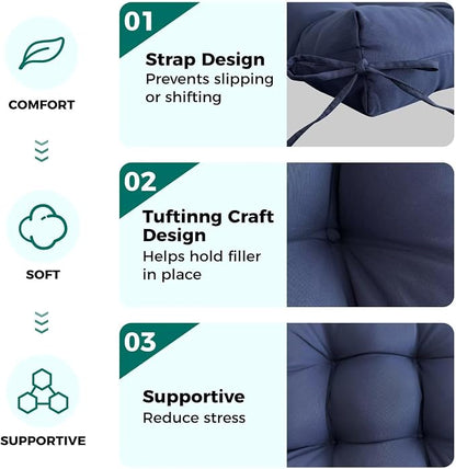Set of 2 Patio Seat Cushions 19X19in Square Wicker Seat Pads Waterproof Rocking - Image 5