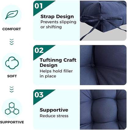 Set of 2 Outdoor Square Seat Cushions Waterproof Patio Seat Pad Floral Rocking - Image 5