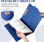 24 Pcs Classification Folders Letter Size, Back to School Supply for Teacher, Student, 1 Divider Pressboard File Folder Bulk with 2 Fasteners, 3.5 Inch Expanding File Organizer (Dark Blue)