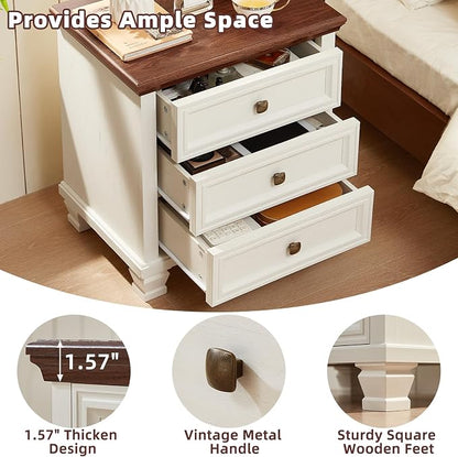 SAVOR LIFE Farmhouse Nightstand Set of 2, Vintage Couch End Table - Image 7