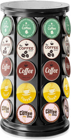 K Cup Holder, Coffee Pod Storage Carousel Holder Organizer Compatible with 40 Keurig K-Cup Pods, Home or Office Kitchen Counter Organizer（Black）