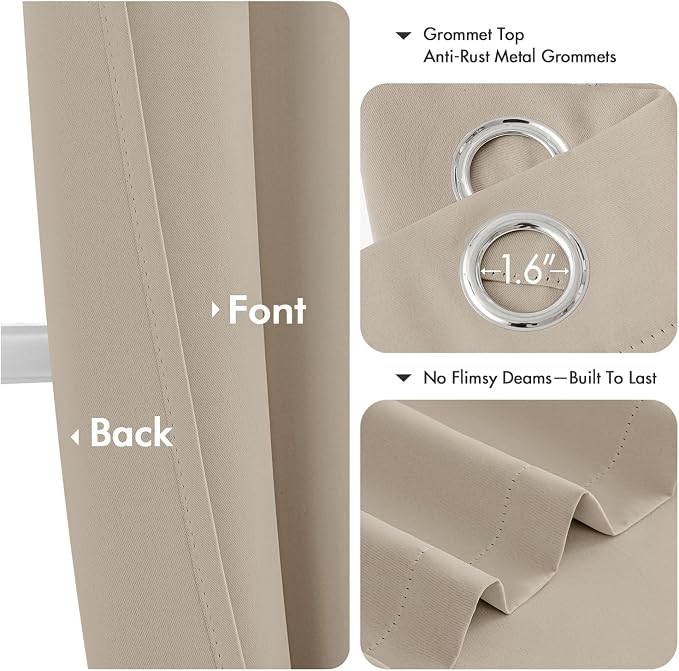 MIULEE Blackout Curtains for Bedroom 2 Panels 40 x 54 Inch Long Light Beige | - Image 4