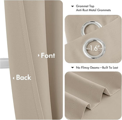 MIULEE Blackout Curtains for Bedroom 2 Panels 40 x 63 Inch Long Light Beige | - Image 4