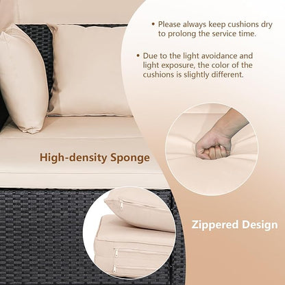 COSTWAY Outdoor Daybed with Retractable Canopy, Patio Rattan Daybed with - Image 3