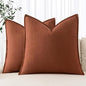 MIULEE Decorative Linen Pillow Covers 18x18 Inch Rust | Boho Farmhouse​ ​Fall by MIULEE