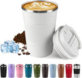 Vacuum-Insulated Stainless Steel Travel Coffee Mug, Leak-Proof Reusable Coffee Cup with Lid - Keep Hot & Cold Drinks for Hours, Durable Thermos Tumbler for Men & Women (3rd-White, 17OZ)