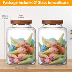 Large Glass Jar with Lid Set of 2, Glass Sugar Containers Kitchen Canisters Pantry Glass Food Storage Container for Candy Coffee Bean Cereal Flour Cookies (67oz(2000ml)-2 pack)
