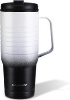 HAUSHOF 24 oz Travel Mug with Handle, Stainless Steel Vacuum Insulated Coffee Travel Mug, Double Wall Travel Mugs with Leakproof Lid, BPA Free