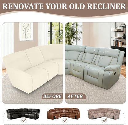 ALIECOM 100% Waterproof Recliner Sectional Couch Covers L Shape Stretch Corner - Image 7