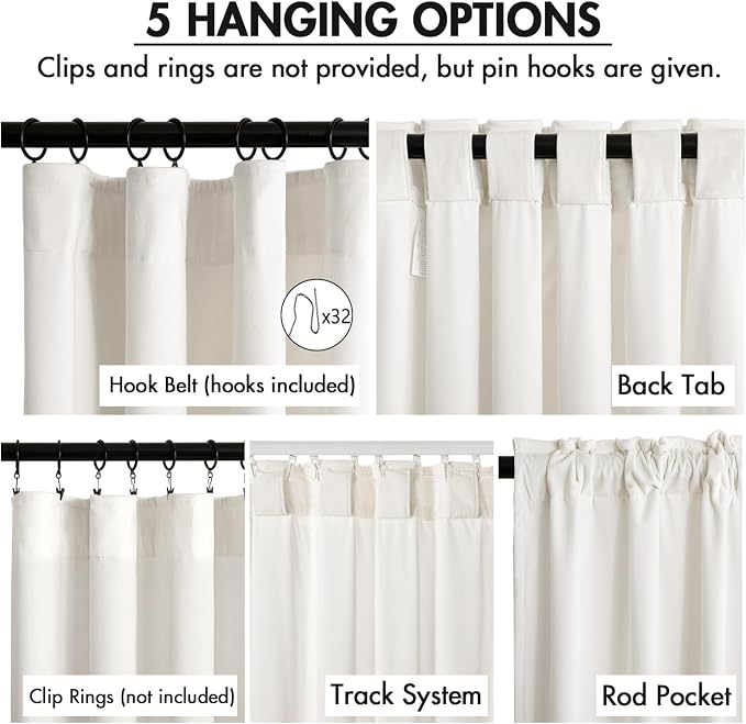 MIULEE Velvet Curtains 50W x 120L 2 Panels Ivory Blackout Curtains | Luxury - Image 2