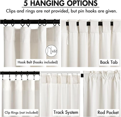 MIULEE Velvet Curtains 50W x 84L 2 Panels Ivory Blackout Curtains | Luxury - Image 2