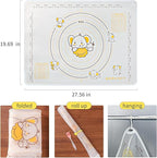Dough Mat for Counter, 27.6x19.7 Inch Large Silicone Baking Pastry Mats for Rolling Dough, Thickened Non-Slip Non-Stick Heat Resistant Fondant Pizza Cookies Mat, with Measurements