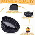 Mini Tart Pans 4 Inch with Removable Bottom, Nonstick Quiche Pan Fluted Carbon Steel Pie Tart Pans for Baking Tartlets, Mousse Cakes, Tart Shells – Set of 7