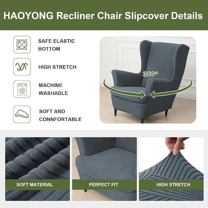HAOYONG Wing Chair Slipcovers Printed Wingback Chair Covers 2 Pieces Wingback - Image 4