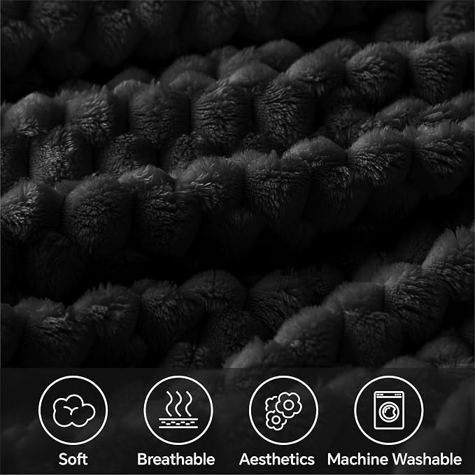 BEDELITE Black Twin Blanket for Couch, Soft Cozy Gifts for Women, 60 * 80 | 3D - Image 3