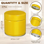 uxcell 2Pcs Round Tea Canisters, 3" x 3" Airtight Metal Tea Containers for Loose Tea, Coffee Beans, Spices - Durable, Compact, and Stylish Storage Tea Tin (Yellow)