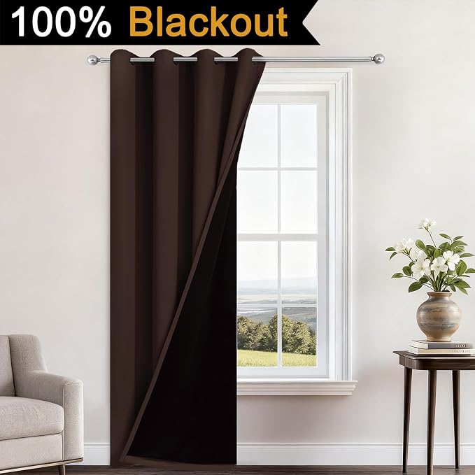 Yakamok Chocolate Brown Blackout Curtains 84 Inches Long 52" Wide, 1 Panel | - Image 2