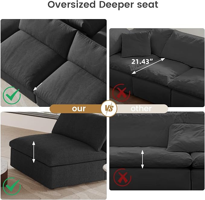 Cloud Modular Sectional Sofa Couch, Oversized Couch 8 Seater - Image 5