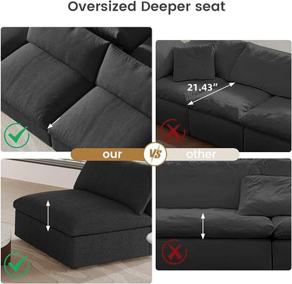 Cloud Couch Modular Sectional Sofa, 160.6" L Shaped Convertible Sectional Sofas - Image 6