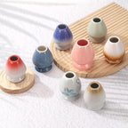 HARFINGTON Ceramic Chasen Stand 70mm Matcha Whisk Holder Teas Set Whisks Stand Traditional Matcha Tea Chasen Holder Tea Set Accessories for Tea Tasting, Beige/Cyan