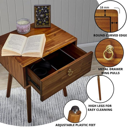 Bme Caden Solid Wood Nightstand/Side Table/End Table, Fully Assembled, - Image 3
