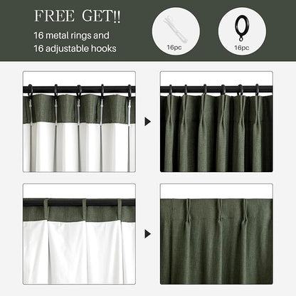 Pinch Pleated Linen Curtains 100% Blackout 84 Inches Long - Image 5
