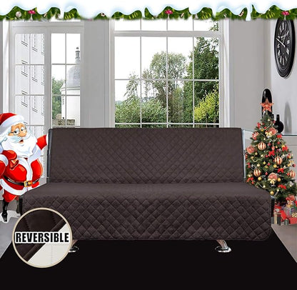 Easy-Going Reversible Couch Cover, Large Futon Sofa, Chocolate/Ivory | Machine - Image 2