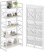 No Assembly Folding Bookshelf, 5 Tiers Vintage Wood Collapsible Book Shelf by THKKYHomeOfficeFurniture