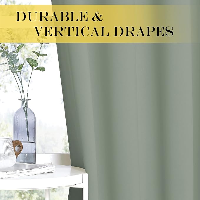 NICETOWN Blackout Sage Green Curtain & Drape - Image 4