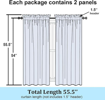 Simplebrand Rod Pocket Top Solid Voile Sheer Curtains - Image 8
