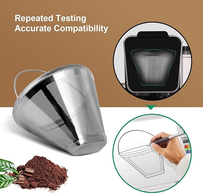 Reusable Coffee Filter Coffee Maker Filters, 304 Stainless Steel Replacement Permanent Basket Filter for Ninja Coffee Bar Brewer Ninja CFP301 DualBrew Ninja Coffee Makers