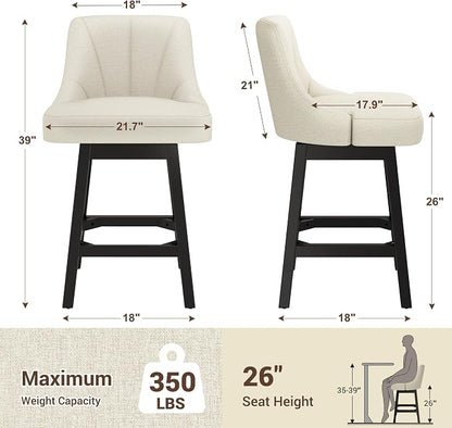 YaFiti Swivel Bar Stool 1 Pcs, 26 Inch Counter Height Bar Stools - Image 3