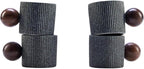 Ceramic Mini Espresso Cups Demitasse Cups with Round Wooden Handle Vertical Stripes Tea Cups (gray, 4pcs)