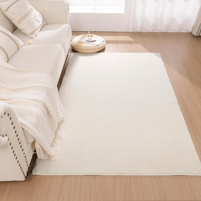 SHACOS Extra Soft 4x6 Faux Rabbit Fur Area Rugs - Image 9