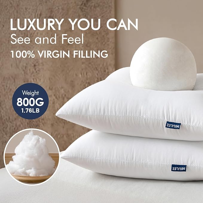 MIULEE 24x24 Euro Pillow Inserts 4 Pack, Throw Pillows - Image 3
