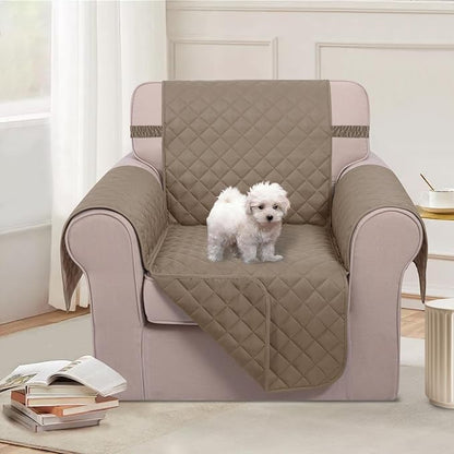 U-NICE HOME Reversible Oversized 28''Chair Covers, Taupe/Taupe | Armchair Cover - Image 2