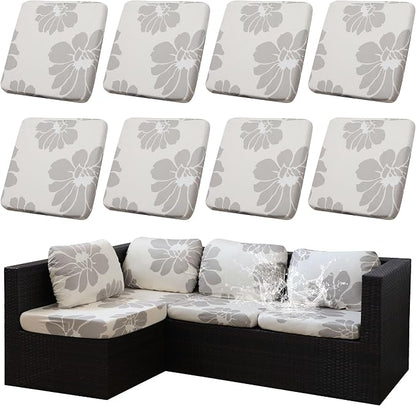 8Pcs Outdoor Cushion Covers, Elastic Patio Cushion Covers | Washable, by dreahoteztil