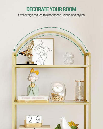 Hzuaneri Bookcase Bookshelf, Tempered Glass Bookshelves, Slim Shelving Unit - Image 5