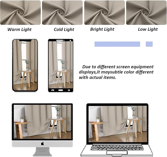 Simplebrand Ava Stone Short 36 Inches Blackout Curtain 2 Panels Set, Half - Image 9