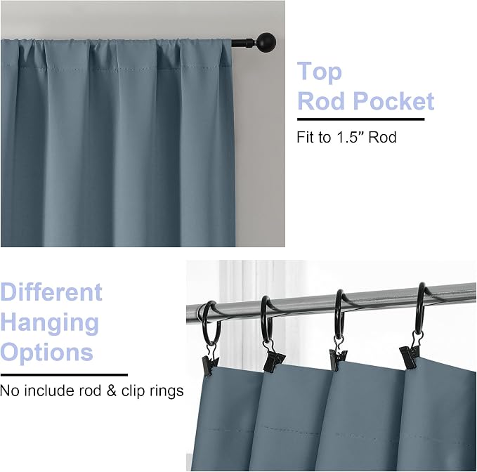 Simplebrand Ava Stone Blue Blackout Curtains - Image 4